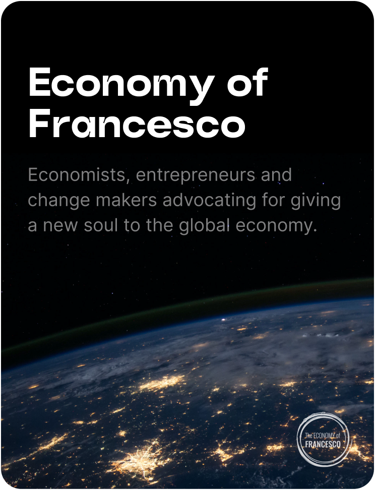 A card representing the project Economy of Francesco, stating: \